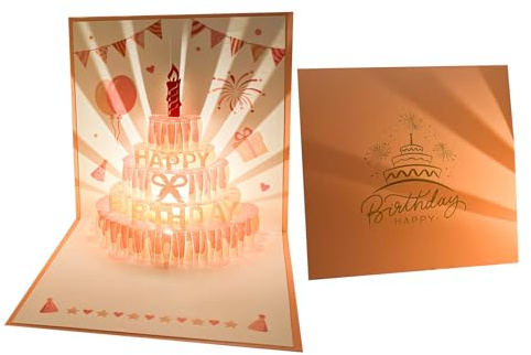 Tarjetas musicales de cumpleaños – Tarjeta emergente de música de feliz cumpleaños – Tarjeta postal de decoración de celebración para hermana, hija, niños, marido, mujeres y hombres