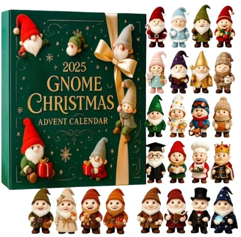 2025 tomte adventskalender, 24-dagars julnedräkning med 3D söta dvärgprydnader, akryl gnomfigurer hänge för julgransdekorationer heminredning, familjesemester tradition gåva