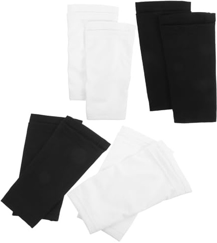 Healifty Fundas para Espinilleras de Fútbol Doble Capa Talla L y Negras 4 Pares Calcetines Transpirables para Protección de Espinillas Partidos y Entrenamientos
