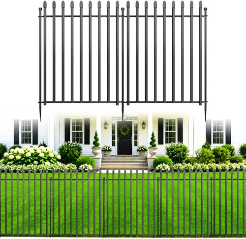Kingido 5 Panels No Dig Decorative Garden Fence, 81 cm (H) x 335 cm (L) Rustproof Metal Temporary Fencing, Outdoor Animal Barrier Dog Fence for Yard, Patio, Border, Flower Bed & Landscape