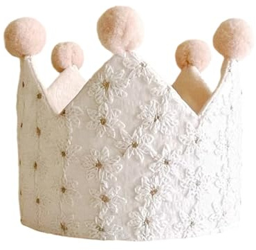 Msioytog Delicato floreale coronato Caps per neonati 0-3 anni traspirante pizzo tessuto cappello occasione speciale servizio fotografico puntelli neonate cappello di compleanno, bianco, Taglia unica