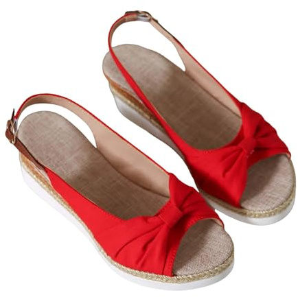 Genérico Cuñas Esparto Mujer Plataforma Alpargatas Vestir Sandalias Verano Esparteñas Elegantes Sandals Hebilla Zapatos Cuña Baja Zapatillas Comodas Calzado Tallas Grandes Fiesta Sapatos Shoes
