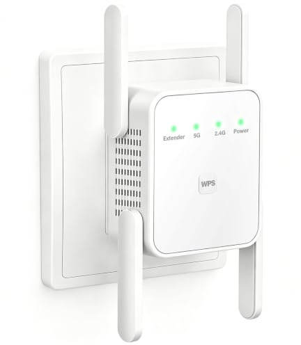 Repetidor WiFi 1200 M,fácil instalación y Compatible con Todos los routers | Doble Banda 5 GHz y 2.4 GHz Amplificador señal WiFi, Repetidor/Ap Modo/Router, Puerto Ethernet, 4 Antenas WiFi Extensor