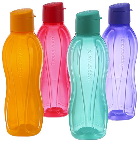 Tupperware - Lot de 4 bouteilles pliantes de 750 ml, multicolore