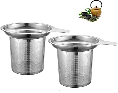 2 Pezzi Scolapasta da tè in acciaio inossidabile Scolapasta da tè con manico Scolapasta da tè Premium Filtro per il foro sottile in acciaio inossidabile per la maggior parte delle tazze da tè e