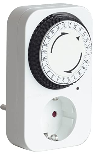 VEMER VE027900 TWINPLUG-D SCHUKO - Minuteur Mécanique Journalier, Prise électrique Schuko, Programmateur pour contrôle Lumières, TV, Radio et Petits Appareils électroménagers, Blanc