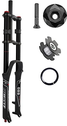 RUJIXU Fourche Suspension Avant VTT 26 27,5 29 Pouces Frein À Disque Air Fourche vers Le Bas 1-1/8 Droit 1-1/2 Conique VTT Fourche Vélo À Triple Arbre Voyage 135mm Libération Rapide 2440g