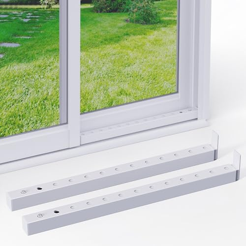 WooFog Adjustable Window Security Bars for Vertical Sliding Windows,Window Locks Bars for Child Safety from Inside, Metal Window Stoppers Burglar Bars，16.3-29.3 inch Extendable，White (2 pcs)