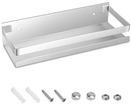Newellsail Mensola da Doccia Mensole da Bagno in Acciaio Inox Portaoggetti da Bagno a Parete Rettangolare per Cucina Bagno Soggiorno Hotel 30cm (Argento)