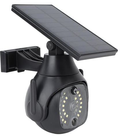 Fockety Telecamera di Sicurezza Finta Alimentata Ad Energia Solare, Telecamera di Sicurezza Fittizia Realistica con Proiettori Attivati ​​dal Movimento, Sistema di Sorveglianza Simulato