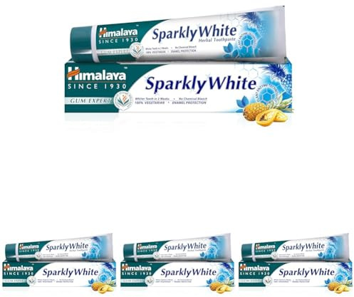 Himalaya Sparkly white herbal Zahnpasta 100 ml (125g) (1 Pack) Packung kann variieren (Packung mit 4)
