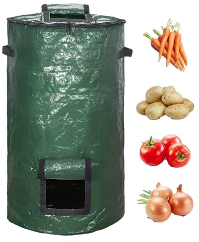 Sacs poubelle à compost - Sacs à déchets de jardin pliables | Sacs à compost respectueux de l'environnement avec poignées, bac à déchets de jardin, sac en polyéthylène bio fait maison, jardin de