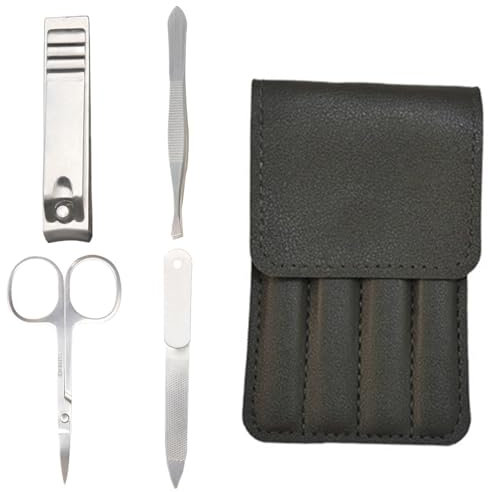 HREDZEO Set Manicure, 4 PCS Tagliaunghie Professionale Kit Acciaio Inox, Manicure Set per La Cura Delle Unghie con Borsa da Viaggio