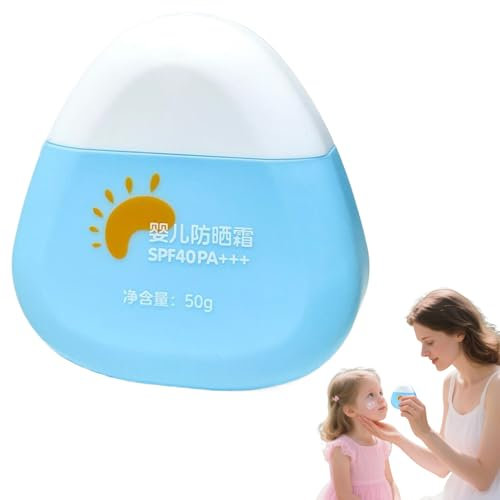 Crema solare per bambini, protezione UV, crema solare delicata per il viso, formato portatile da viaggio, formula resistente all'acqua per campeggio, picnic, uso scolastico, 7,9 x 7,9 x 2,9 cm