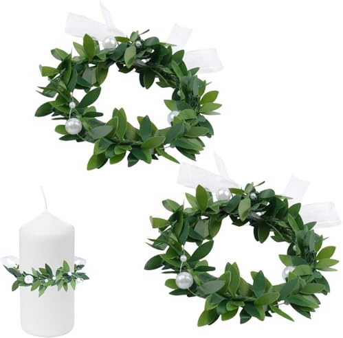 Couronne de Bougies,2 Pièces Anneaux de Bougies,Anneau Décoratif Bohème pour Bougies Piliers,Décoration de Table pour Mariage,Pâques,Idée Cadeau pour Décoration de Maison et Porte