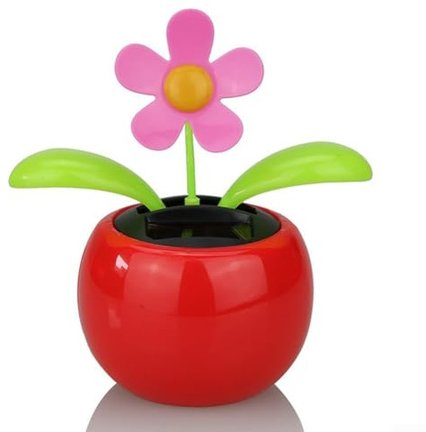 MKTOLHUS Giocattolo a forma di fiore danzante a energia solare, senza batteria, con movimento automatico di oscillazione, decorazione per casa, giardino, auto, cruscotto, in plastica ABS, decorazione