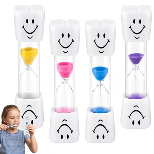 TRMPLX 4 Pcs clessidra bambini, Clessidre Sorridenti per Bambini, Timer di 3 Minuti per Cucina, Ufficio e Tempo di Gioco, per Spazzolini, Sport, Giochi, Ufficio, Casa, Cucina