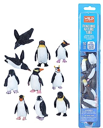 Wild Republic 20858 Pinguine Spielfiguren-Set, Nature Tube, 10-teilig, Multi, Pinguin