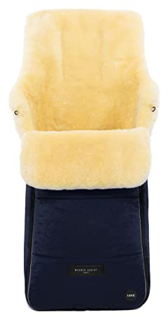 Sacco per passeggino AROSA LUXE in pelle di agnello medicale di WERNER CHRIST BABY – Morbido inserto per buggy o come materassino, Qualità PREMIUM - Colore blu navy