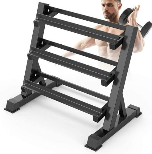 Dripex Rastrelliera Manubri 3 Piani può regolare la larghezza, Porta Manubri Palestra Casa, Max 500 kg, Nero (Solo per Manubri)