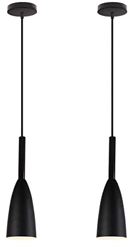 Lámparas Colgantes De Techo Modernas LED Lluminación Colgante Metal Lampara Cocina Salon Colgante E27 220v Gris Negro Blanco (Negro 2pcs)