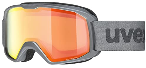 uvex element FM - stylische, verspiegelte Skibrille mit Anti-Fog-Beschichtung, entwickelt für schmale Gesichtsformen perfekt für Teens und junge Erwachsene - rhino matt/orange-orange - one size