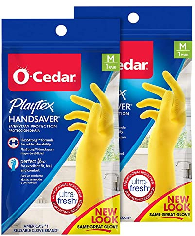 PLAYTEX HandSaver Reuseable Rubber Cleaning Gloves (Medium, 2 Pairs), Everyday Protection Reusable Household Gloves (Pack of 2)