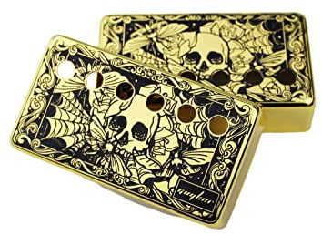 guyker Humbucker Pickup Cover (50mm/52mm Espacement des pôles) Cupronickel Bridge and Neck Pickups Frame Set Pièces de rechange pour guitare électrique Les Paul LP Style Squelette, Doré