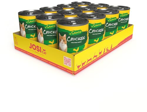 JosiCat Chicken in Sauce (12 x 415 g) | Adulte | Nourriture Humide Premium pour Chats Adultes | Poulet en Sauce | Vitamines D3 & E | Powered by JOSERA | Aliment Complet pour Chats | 12 pièces