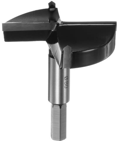 sourcing map Forstner Drill Bit 80mm (3-5/32) Tungsten Carbide Wood Forstner Bit Opener Cutter for Hinge Hole Drilling Woodworking, Black