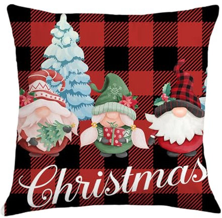 Kissenbezug 80x80 Grüne Rote Weihnachten Kopfkissenbezug 80x80 Superweicher Baumwolle Hanf Couchkissen Resistent Atmungsaktiv Kissenbezüge 80x80 Verdecktem Zip Voll Sofakissen 80x80cm/1 Pcs