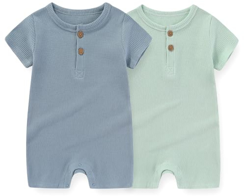 JELYLOVE Unisex 2 Pack Short Sleeve Baby Romper Infant Boy Girl Jumpsuits