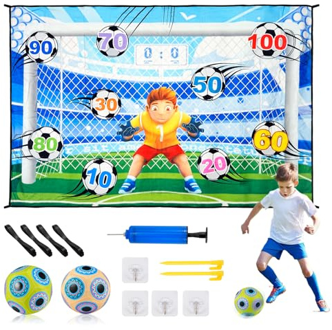 Kids Football Ball Game Set - Flannel Mini Goal and Inflatable Velcro Balls, Indoor Outdoor Football Game Toys, Outside Soccer Toys, Gifts for 3+ Years Old Toddlers Kids Boys Girls Christmas Party