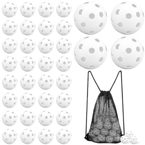 36Pcs Baseball Training Balls, Plastic Practice Baseballs Hollow Softball with Drawstring Bag for Hitting Team Drills Coaching, Fun for All Ages