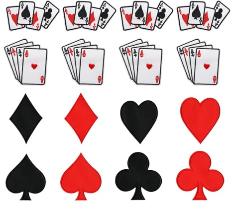 HDGSAFD 16 Patch di Poker, Patch di Stiratura Creativa, Divertenti Patch di Stoffa Ricamato, Patch di Sacchetti di Abbigliamento Fai-da-Te, Patch in Tessuto Patch Multifunzione.