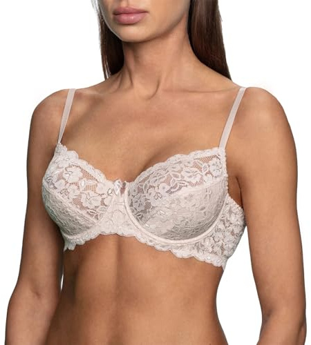 frugue Reggiseno Donna con Ferretto, in Pizzo, Taglie Forti Nude IT 2C (EU 75C)