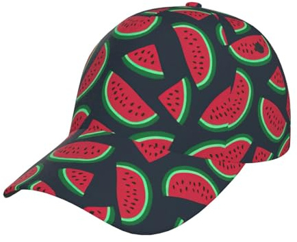Gorra de béisbol roja con diseño de sandía para papá, gorra de sol, tamaño ajustable, para correr, gimnasio, golf, excursiones al aire libre, clásico, unisex, Negro, Talla única