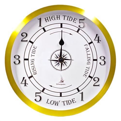 WEEGEEKS 10 Inch Aluminum Tide Clock - Ocean Nautical Clock, Wall Decor, Boat Accessories