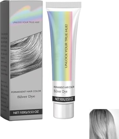 Silver Gray Hair Dye Cream,Nouvelle Crème De Teinture De Cheveux Naturelle Gris Argenté,Crème Colorante pour Cheveux Gris,100g