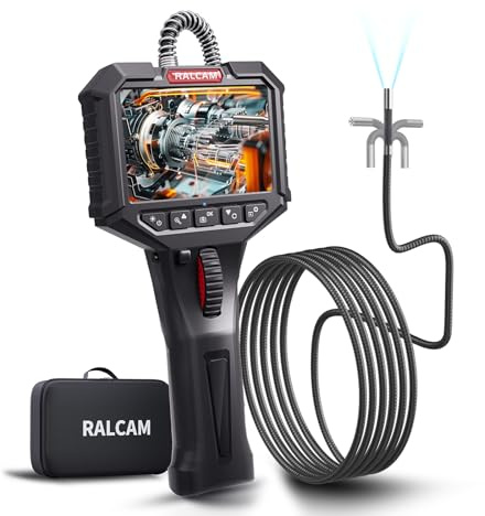 Ralcam Telecamera Endoscopica Rotante 210°, Schermo HD 3,5, Sonda 6,2mm Semi-Rigida Impermeabile per Ispezione di Motore, Veicoli e Tubi (Cavo 2m)