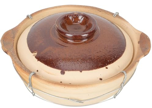 SHINEOFI Olla de Barro Individual de 0.5l con Asa, Cazuela Multifuncional para Guisar Arroz y Estofados, Cazuela Tradicional para Restaurantes y Cocina Casera Estilo Estilo Aleatorio