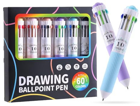 Set di penne multicolori – Set di penne giocattolo per ufficio e scuola, set di articoli per la scrittura, kit di 6 penne a scatto in dieci colori, versatile set di penne a inchiostro retrattili per