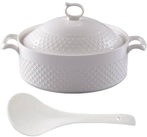 Små kopparkastruller soppterrin med lock 2, l vit rund portion(White,1.5L/1.4QT)