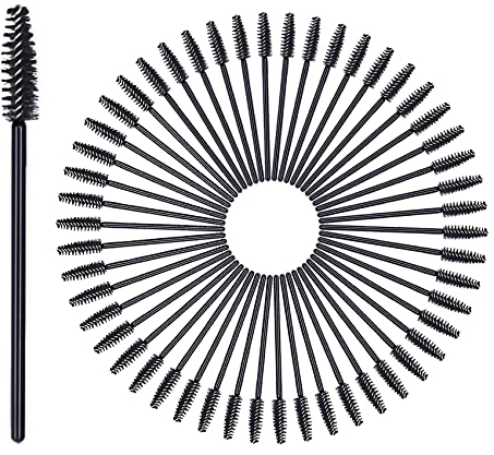 zoerbufan Einweg Wimpernbürste [50 Stück], Schwarz Kosmetik Pinsel für Wimpern und Augenbrauen, Einweg Mascara Zauberstäbe (Schwarz)