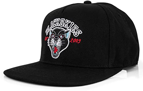 Blackskies® Black Panther Snapback Cap | Herren Damen Schirm Premium Baseball Mütze Wildkatze Kappe Basecap Kappe Tattoo Old School - Schwarz