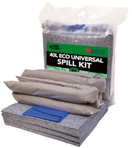 BearTOOLS Eco Spill Control Kit 40L | Ecologico | 85% di fibre naturali riciclate | Riduzione dell'impronta di carbonio | Soluzione assorbente sostenibile | Oli, combustibili e fuoriuscite di Adblue