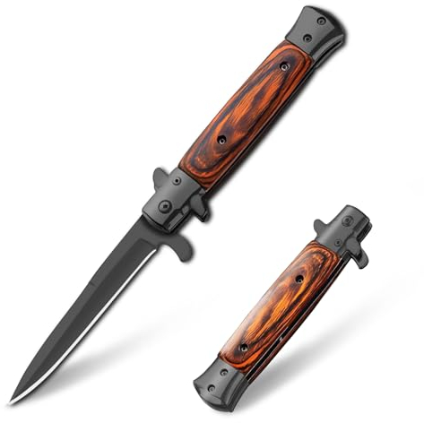 eiloszf Klappmesser Einhandmesser Scharfes Taschenmesser, Jagdmesser Outdoor Survival Messer (Schwarz+Rot)