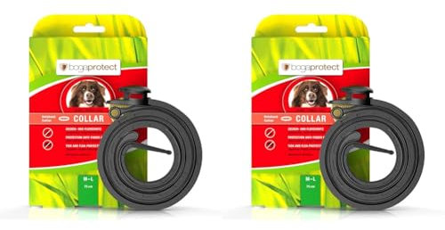 bogaprotect Collar - Floh und Zeckenhalsband für Hunde Natürlicher Zeckenschutz bis zu 12 Wochen Zecken Flohschutz 100% natürliche Inhaltsstoffe, M-L (75cm), UBO0361 (Packung mit 2)