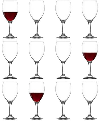 LAV 12x 455ml Empire Red Wine Glasses - Large Dishwasher Safe Glass Wedding Christmas Birthday Party Drinking Glassware Goblet Gift Set