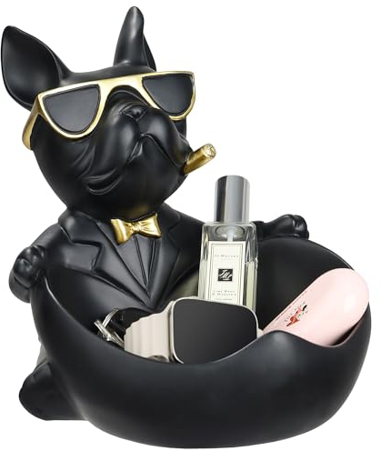 Bulldogge Statua portachiavi portaoggetti, figura bulldog francese, multi-funzione, scultura decorativa, grande scatola di immagazzinaggio, statua d'arte per ingresso desktop